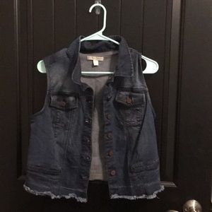 Blue jean button up vest